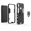 Shockproof PC + TPU Case with Magnetic Ring Holder for Huawei Y7 (2019)(Black)