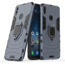 Shockproof PC + TPU Case with Magnetic Ring Holder for Huawei Y7 (2019)(Navy Blue)