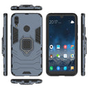 Shockproof PC + TPU Case with Magnetic Ring Holder for Huawei Y7 (2019)(Navy Blue)