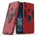 Shockproof PC + TPU Case with Magnetic Ring Holder for Huawei Y7 (2019)(Red)