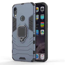 Shockproof PC + TPU Case with Magnetic Ring Holder for Huawei Y6 (2019) (Navy Blue)