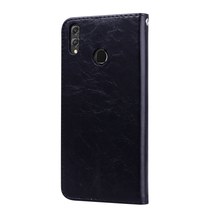 Business Style Oil Wax Texture Horizontal Flip Leather Case for Huawei Honor 8X, with Holder & Card Slots & Wallet(Black)