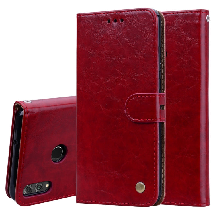 Business Style Oil Wax Texture Horizontal Flip Leather Case for Huawei Honor 8X, with Holder & Card Slots & Wallet(Red)
