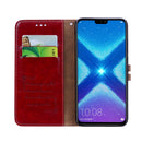 Business Style Oil Wax Texture Horizontal Flip Leather Case for Huawei Honor 8X, with Holder & Card Slots & Wallet(Red)