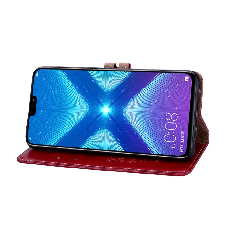 Business Style Oil Wax Texture Horizontal Flip Leather Case for Huawei Honor 8X, with Holder & Card Slots & Wallet(Red)