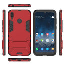 Shockproof PC + TPU Case for Huawei Y7(2019), with Holder(Red)