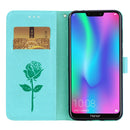 Rose Embossed Horizontal Flip PU Leather Case for Huawei Honor 8C, with Holder & Card Slots & Wallet (Green)