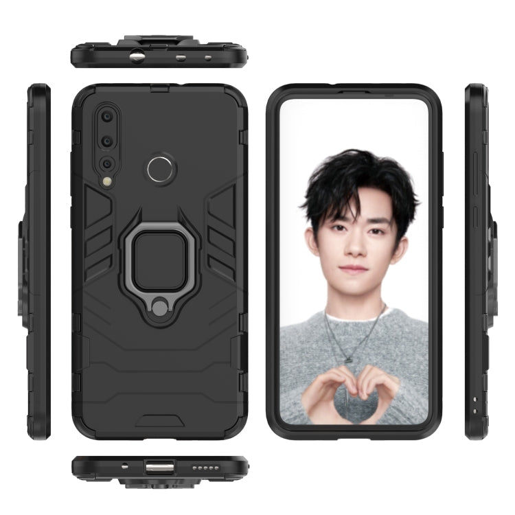 PC + TPU Shockproof Protective Case for Huawei Nova 4e, with Magnetic Ring Holder (Black)