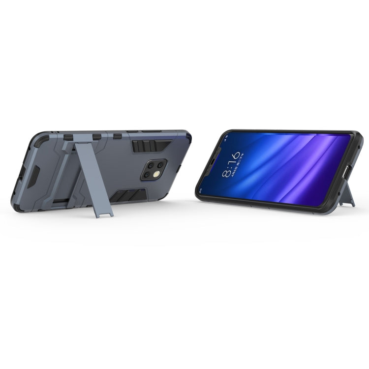 Shockproof PC + TPU Case for Huawei Mate 20 Pro, with Holder(Navy Blue)