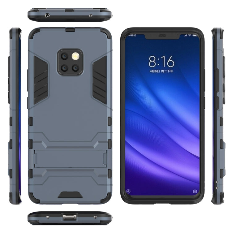 Shockproof PC + TPU Case for Huawei Mate 20 Pro, with Holder(Navy Blue)