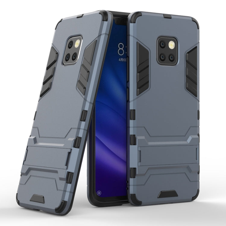 Shockproof PC + TPU Case for Huawei Mate 20 Pro, with Holder(Navy Blue)