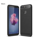 For Huawei P smart / Enjoy 7S Brushed Texture Carbon Fiber Shockproof TPU Protective Back Case (Black)