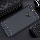 For Huawei P smart / Enjoy 7S Brushed Texture Carbon Fiber Shockproof TPU Protective Back Case (Navy Blue)