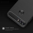 For Huawei P smart / Enjoy 7S Brushed Texture Carbon Fiber Shockproof TPU Protective Back Case (Navy Blue)