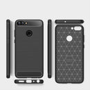 For Huawei P smart / Enjoy 7S Brushed Texture Carbon Fiber Shockproof TPU Protective Back Case (Navy Blue)