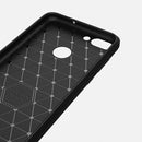 For Huawei P smart / Enjoy 7S Brushed Texture Carbon Fiber Shockproof TPU Protective Back Case (Red)