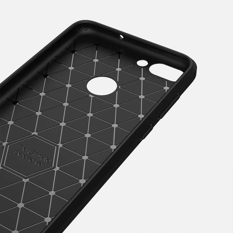 For Huawei P smart / Enjoy 7S Brushed Texture Carbon Fiber Shockproof TPU Protective Back Case (Red)