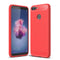 For Huawei P smart / Enjoy 7S Brushed Texture Carbon Fiber Shockproof TPU Protective Back Case (Red)
