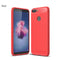 For Huawei P smart / Enjoy 7S Brushed Texture Carbon Fiber Shockproof TPU Protective Back Case (Red)