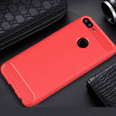 For Huawei Honor 9 Lite Brushed Texture Carbon Fiber Shockproof TPU Protective Back Case (Red)