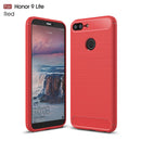 For Huawei Honor 9 Lite Brushed Texture Carbon Fiber Shockproof TPU Protective Back Case (Red)
