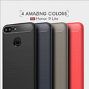 For Huawei Honor 9 Lite Brushed Texture Carbon Fiber Shockproof TPU Protective Back Case (Red)