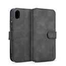 DG.MING Retro Oil Side Horizontal Flip Case for Huawei Honor Y5 (2019), with Holder & Card Slots & Wallet (Black)