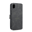DG.MING Retro Oil Side Horizontal Flip Case for Huawei Honor Y5 (2019), with Holder & Card Slots & Wallet (Black)