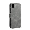 DG.MING Retro Oil Side Horizontal Flip Case for Huawei Honor Y5 (2019), with Holder & Card Slots & Wallet (Grey)