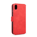 DG.MING Retro Oil Side Horizontal Flip Case for Huawei Honor Y5 (2019), with Holder & Card Slots & Wallet (Red)