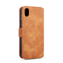 DG.MING Retro Oil Side Horizontal Flip Case for Huawei Honor Y5 (2019), with Holder & Card Slots & Wallet (Brown)