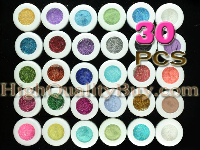 30 x Mixed Colors Powder Pigment Glitter Mineral Spangle Eyeshadow Makeup Hot