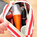 Pencil-Cases Stationery Bag Storage Canvas Zipper Portable Cute with Stripes