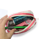 Pencil Bag Stationery-Storage Canvas Grid Brief-Style Stripes Students