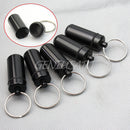 5x Black Waterproof Aluminum Pill Box Case Holder Keychain Container Durable