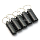 5x Black Waterproof Aluminum Pill Box Case Holder Keychain Container Durable