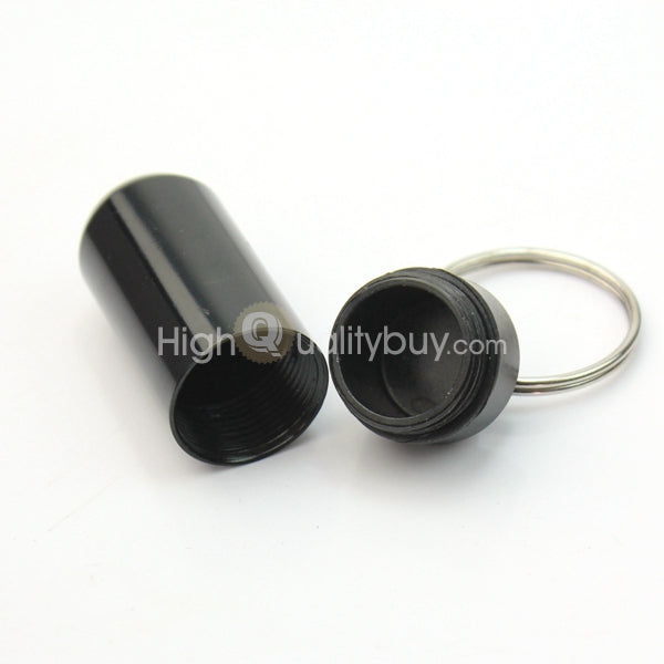 5x Black Waterproof Aluminum Pill Box Case Holder Keychain Container Durable