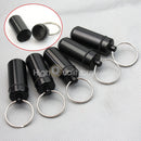 5x Black Waterproof Aluminum Pill Box Case Holder Keychain Container Durable