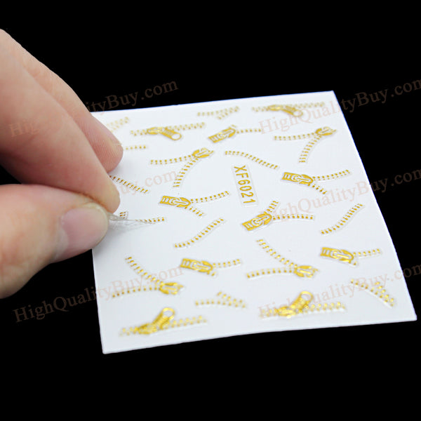 2Pcs Zipper Style Nail Art Stickers Fingernail Decals DIY Decoration
