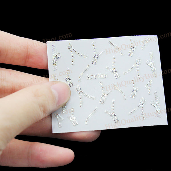 2Pcs Zipper Style Nail Art Stickers Fingernail Decals DIY Decoration