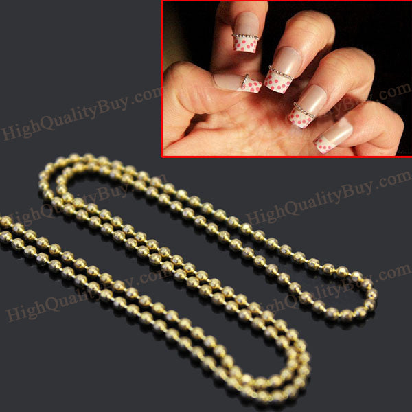 1 pc Golden Beads Line Chain Nails Art Tips Decoration Design Alloy Manicure Hot