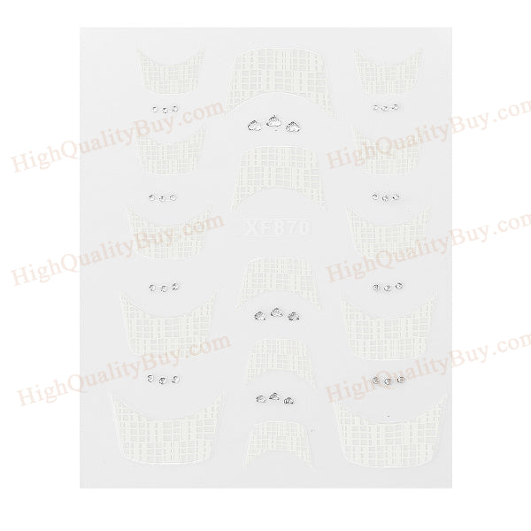 Stickers Manicure Decals Nail-Art-Decorations Grid DIY Self-Adhesive New 2packs