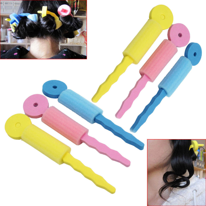 6Pieces Women's Hair Roller Magic Sponge Curler Curly Roll Tools Convenient Hot