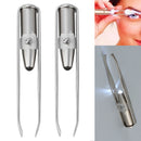 2 x Portable Stainless Steel Eyelash Eyebrow Hair Removal Tweezer with LED Hot