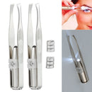 2 x Portable Stainless Steel Eyelash Eyebrow Hair Removal Tweezer with LED Hot