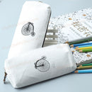 2Pcs Retro Canvas Pencil Pen Bags Cosmetic Makeup Pouch Zipper Storage Purse
