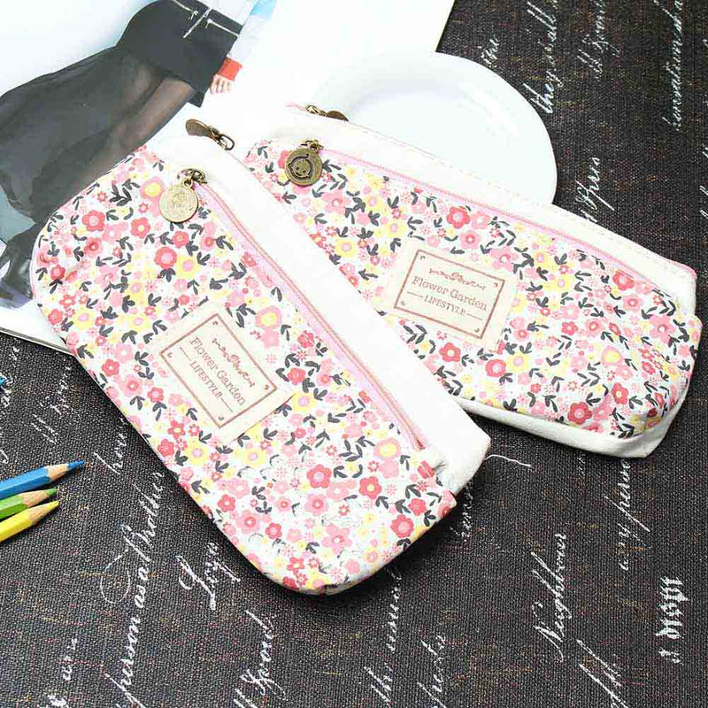 Purse Makeup Pouch-Bag Pencil-Case Flower Cosmetic School Fashion Floral Lace