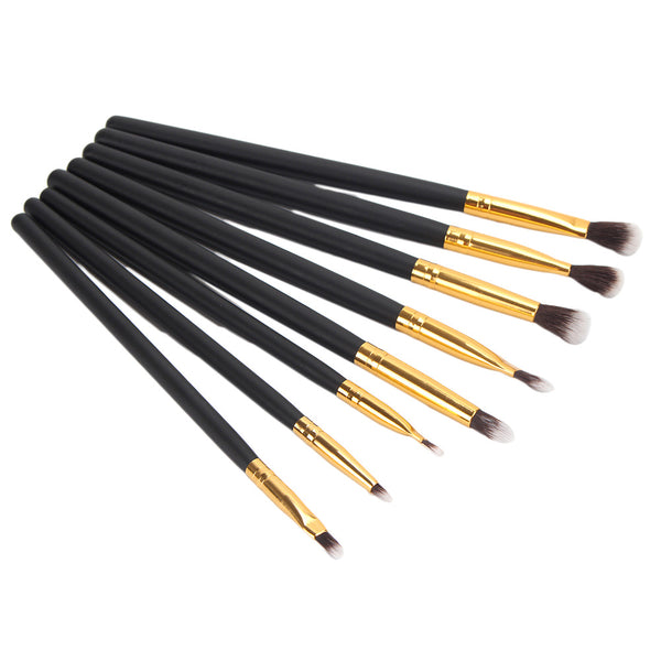Makeup-Brush-Set Eyeshadow-Brushes Cosmetic Wooden-Handle Black Brow Eyeliner