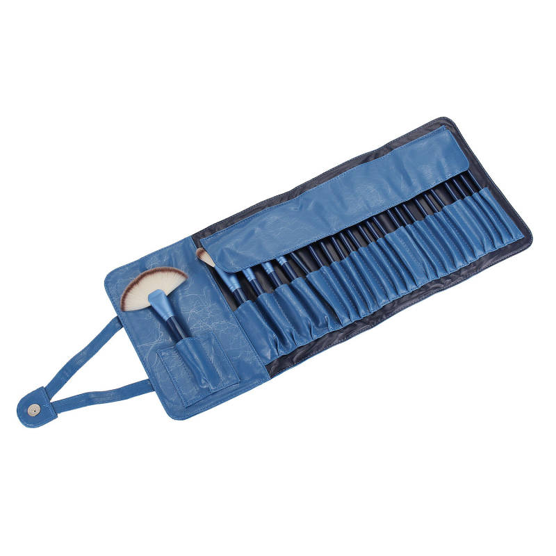 24Pcs Makeup Brush Set Foundation Make Up Brushes Blue with Storage Pouch