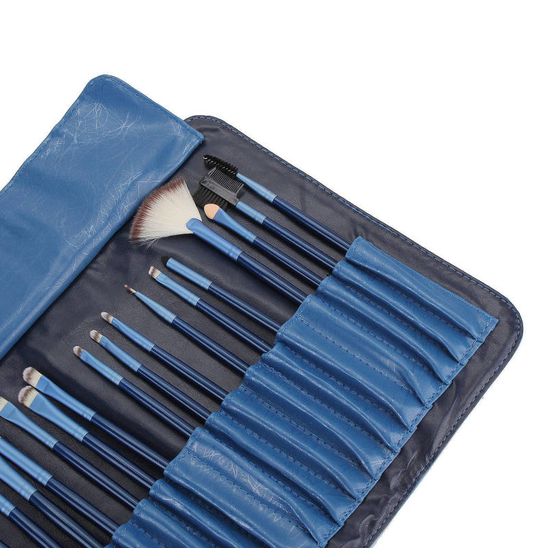 24Pcs Makeup Brush Set Foundation Make Up Brushes Blue with Storage Pouch